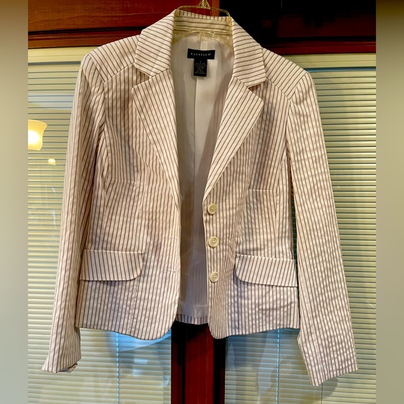 NWT. Rafaella blazer/jacket. White with gray stripes. Size 8 women’s. - Picture 1 of 8
